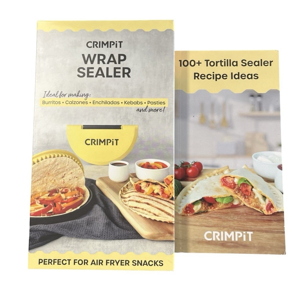 CRIMPiT 10" WRAP SEALER & RECIPE BOOK Yellow Kitchen Tool for Air Fryer NEW
